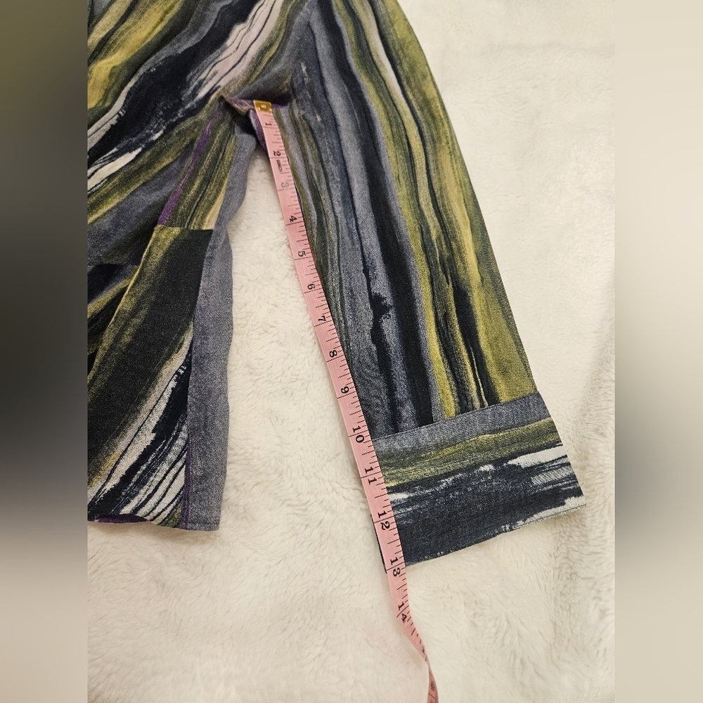 Lafayette 148 Purple And Green Tie Front Silk Blend Long Sleeve Size 10 - Picture 6 of 9